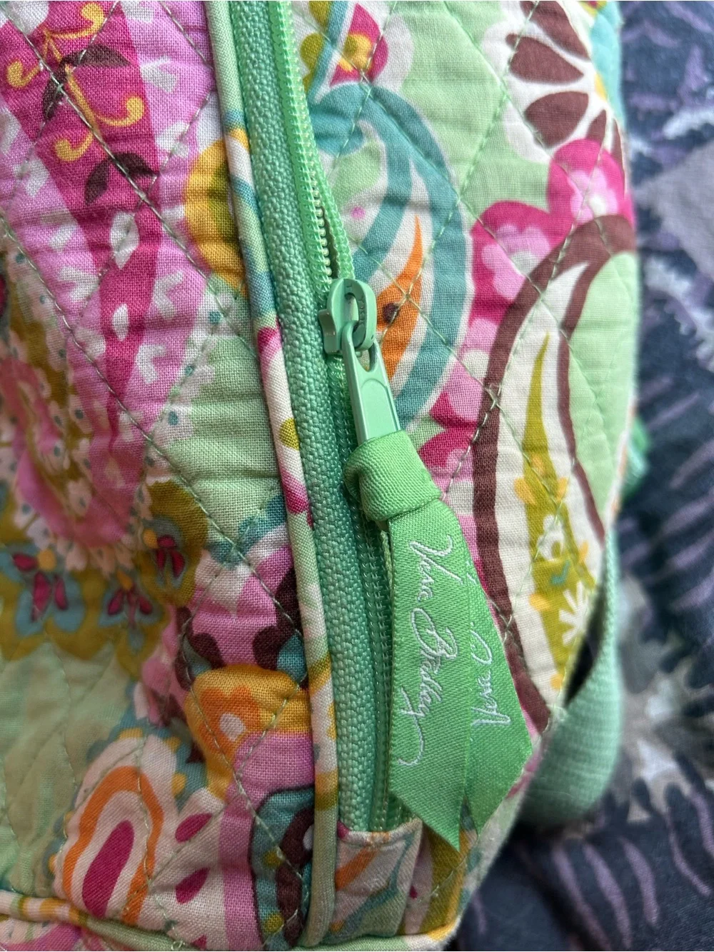 Vera Bradley Quilted Paisley Backpack in Mint, Pink, Yellow